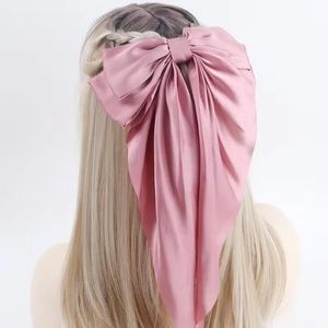 Oversized Satin Hair Bows Clips 🎀 PINK